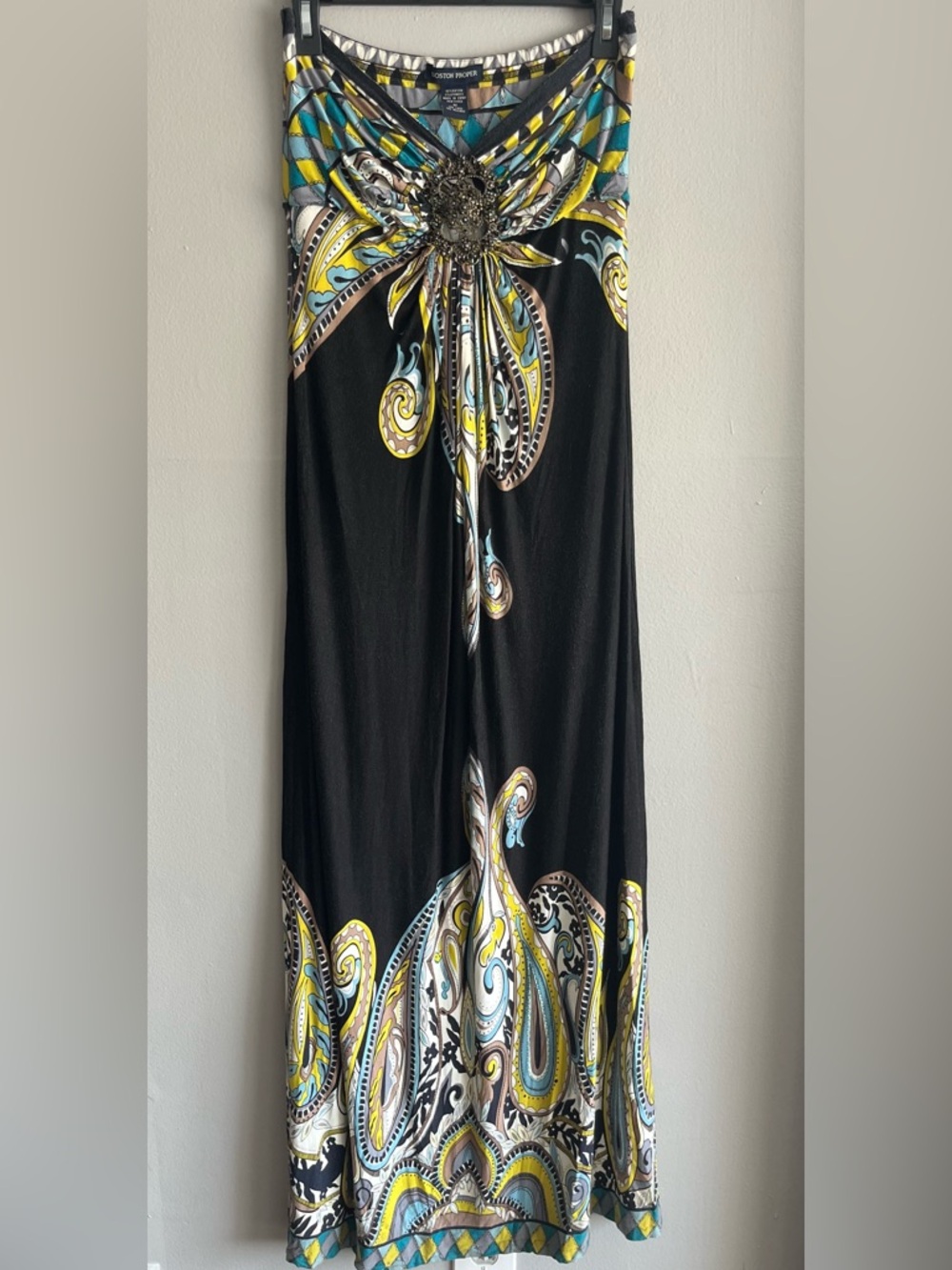 Boston Proper Black and Multicolor Maxi Dress